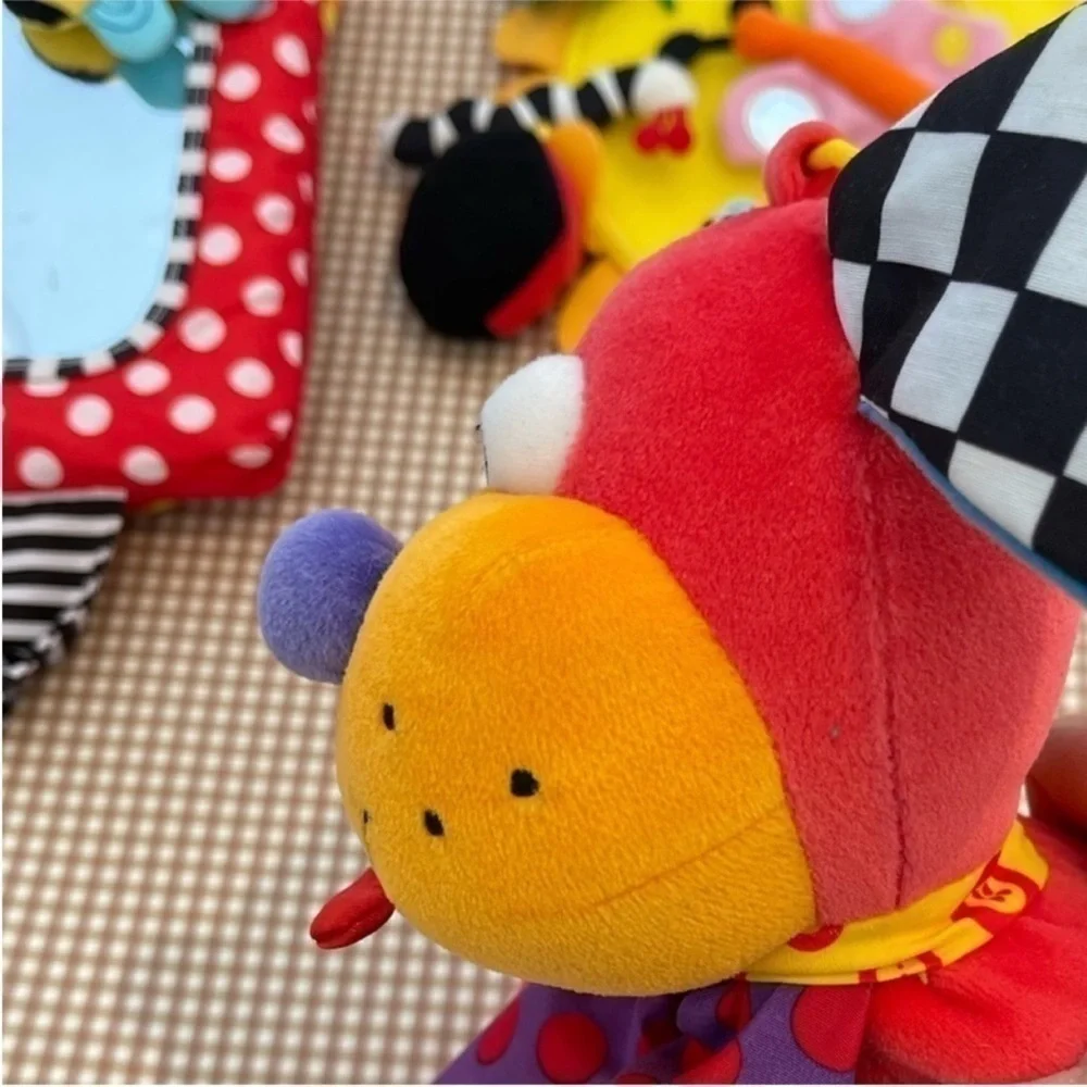Tummy‎ time mirror/Lamaze puppy squeaker/ IKEA colorful mobile